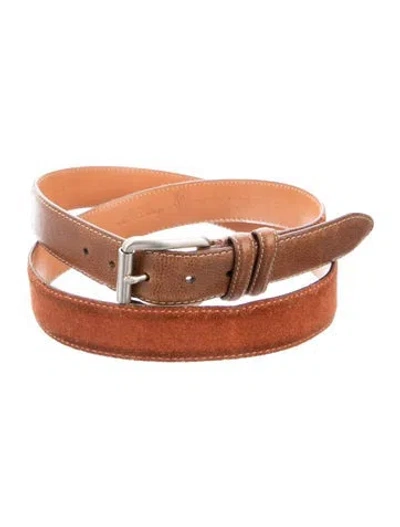 Pre-owned Martin Dingman Skinny Suede Belt In Brown