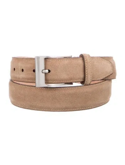 Pre-owned Martin Dingman Skinny Suede Belt In Neutral