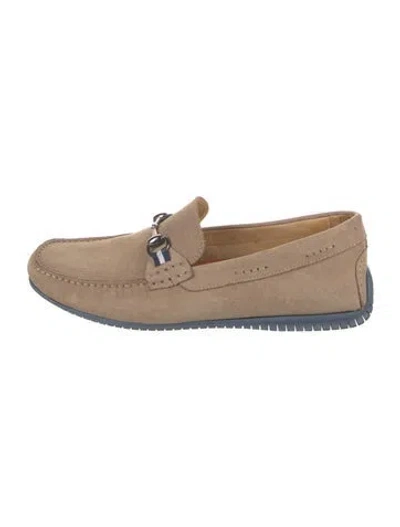 Pre-owned Martin Dingman Suede Drivers In Neutral