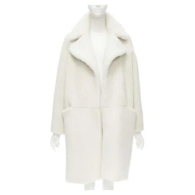Pre-owned Martin Grant 100% Lambskin Shearling White Oversized Teddy Winter Coat Fr36 S