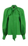Martin Grant Balloon Sleeve Cotton Top In Green