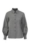 Martin Grant Balloon Sleeve Wool Shirt In Grey
