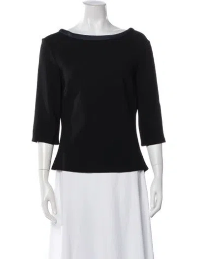 Pre-owned Martin Grant Bateau Neckline Three-quarter Sleeve Top In Black