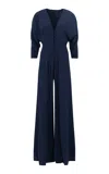 Martin Grant Batwing Sleeves Silk Jumpsuit In Blue