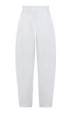 Martin Grant Pleated Cotton-hemp Tapered Pants In White