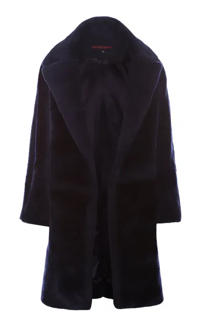 Martin Grant Cocoon Fur Coat In Navy