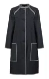 Martin Grant Collarless Cotton Cocoon Coat In Dark Grey