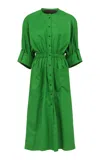 Martin Grant Collarless Rolled Sleeve Cotton Dress