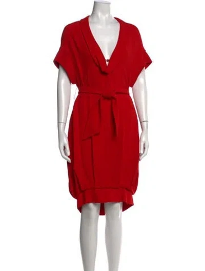 Pre-owned Martin Grant Cowl Neck Knee-length Dress In Red