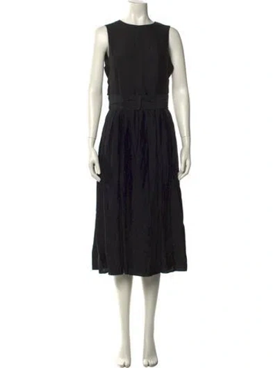 Pre-owned Martin Grant Crew Neck Midi Length Dress In Black