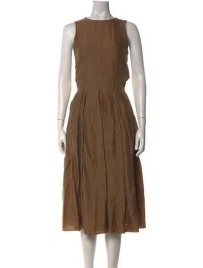 Pre-owned Martin Grant Crew Neck Midi Length Dress In Brown