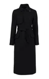 Martin Grant Double Breasted Silk Trench Coat In Black