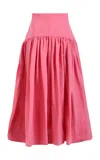 Martin Grant Gathered Cotton-blend Midi Skirt In Pink