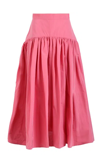Martin Grant Gathered Cotton-blend Midi Skirt In Pink