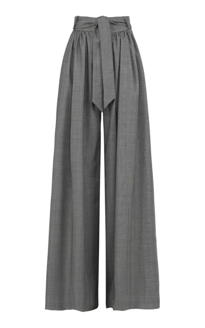 Martin Grant Gathered Wide-legged Wool Pants In Grey