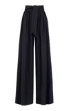 Martin Grant Gathered Wide-legged Wool Pants In Navy