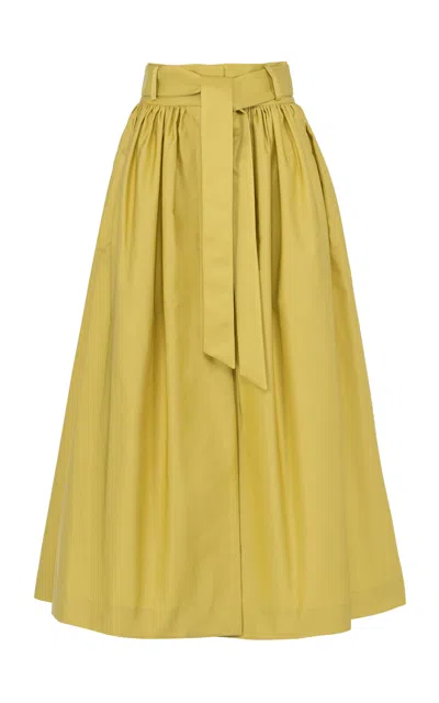 Martin Grant Gathered Wool Midi Skirt In Yellow