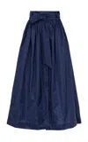 Martin Grant Gathered Wool Silk Skirt In Blue