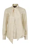 Martin Grant Neck Tie Silk Shirt In Ivory