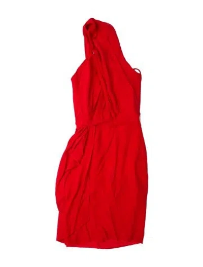 Pre-owned Martin Grant One-shoulder Midi Length Dress In Red