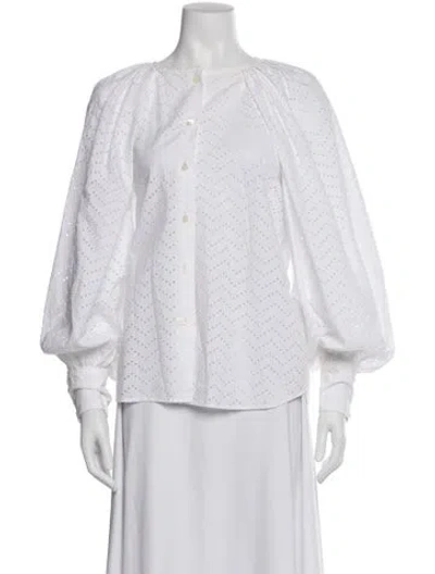 Pre-owned Martin Grant Patterned Crew Neck Blouse In White