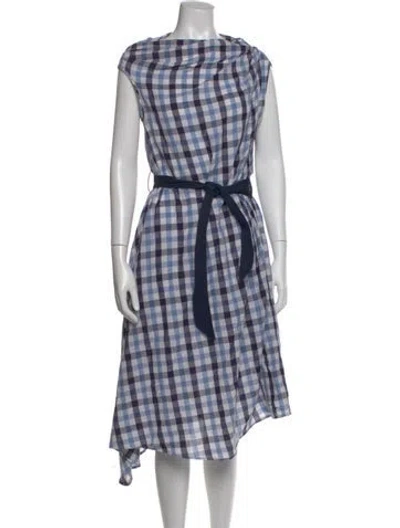 Pre-owned Martin Grant Plaid Print Midi Length Dress In Multi