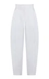 Martin Grant Pleated Cotton-hemp Tapered Pants In White