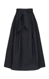 Martin Grant Pleated Cotton Midi Skirt In Dark Grey