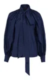 Martin Grant Puffed Sleeve Silk Dress In Blue
