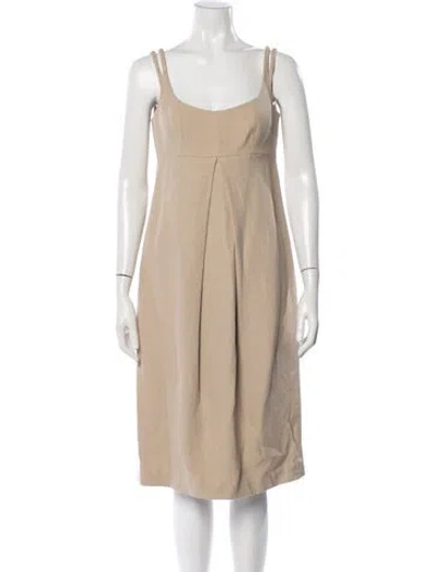 Pre-owned Martin Grant Scoop Neck Midi Length Dress In Neutrals