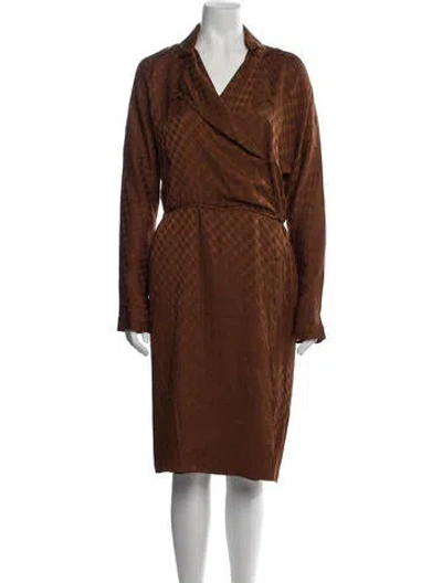Pre-owned Martin Grant Silk Knee-length Dress In Brown
