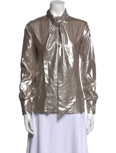 Pre-owned Martin Grant Silk Mock Neck Blouse W/ Tags In Neutral