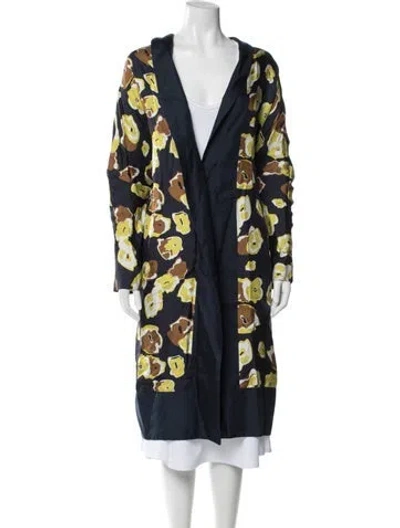 Pre-owned Martin Grant Silk Printed Coat In Blue