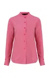 Martin Grant Stand-collared Cotton-blend Button-down Shirt In Pink