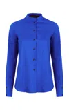 Martin Grant Stand-collared Cotton Button-down Shirt In Blue