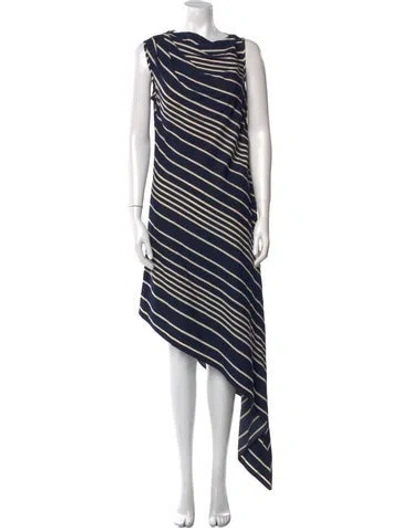 Pre-owned Martin Grant Striped Long Dress In Blue