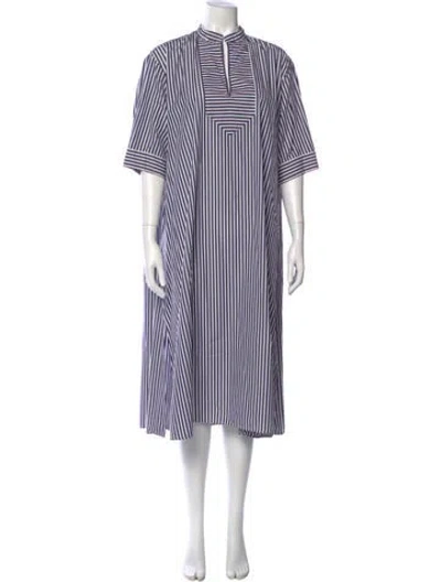 Pre-owned Martin Grant Striped Midi Length Dress In Blue