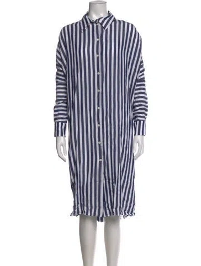 Pre-owned Martin Grant Striped Midi Length Dress In Blue/white