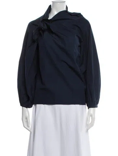 Pre-owned Martin Grant Tie Neck Long Sleeve Blouse In Blue