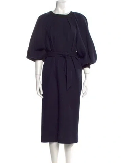 Pre-owned Martin Grant Virgin Wool Midi Length Dress In Blue