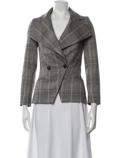 Pre-owned Martin Grant Virgin Wool Plaid Print Blazer In Black