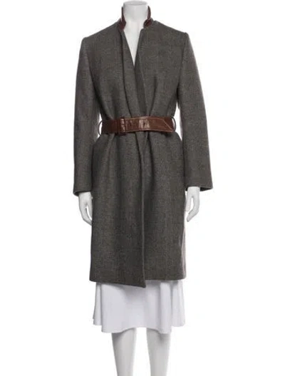 Pre-owned Martin Grant Virgin Wool Printed Faux Fur Coat In Brown