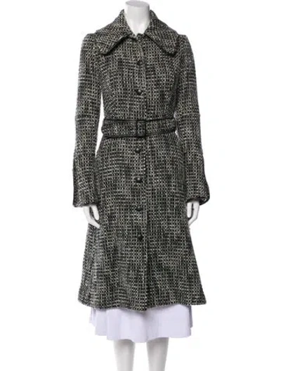 Pre-owned Martin Grant Virgin Wool Printed Trench Coat In Black