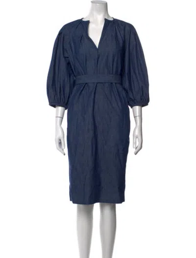 Pre-owned Martin Grant V-neck Knee-length Dress In Blue
