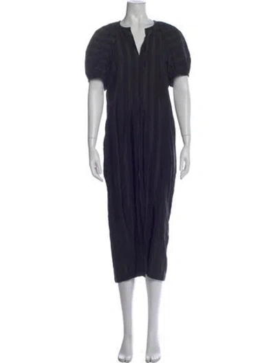 Pre-owned Martin Grant V-neck Long Dress In Blue