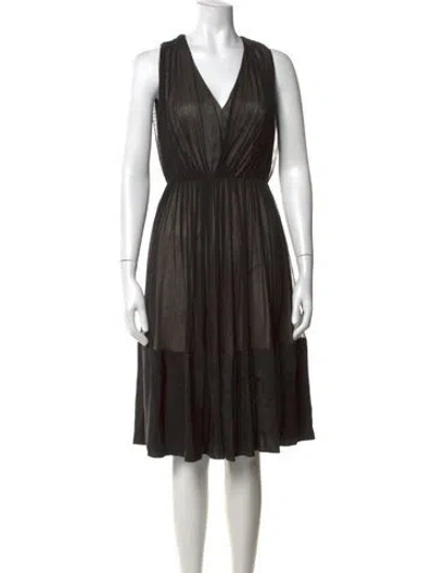 Pre-owned Martin Grant V-neck Midi Length Dress In Black