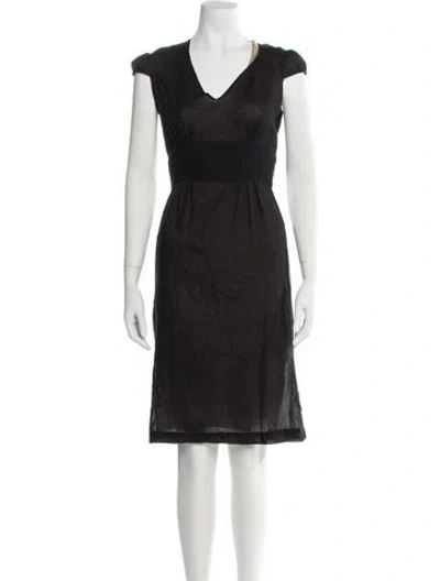 Pre-owned Martin Grant V-neck Midi Length Dress In Gray