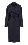 Martin Grant Wool Fluid Trench In Navy