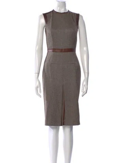 Pre-owned Martin Grant Wool Midi Length Dress In Brown