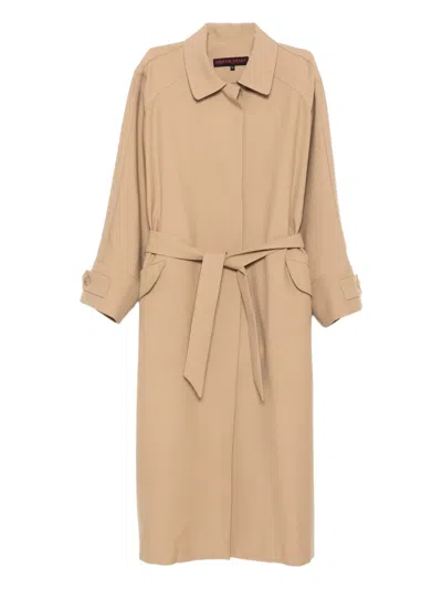 Martin Grant Wool Trench Coat In Brown